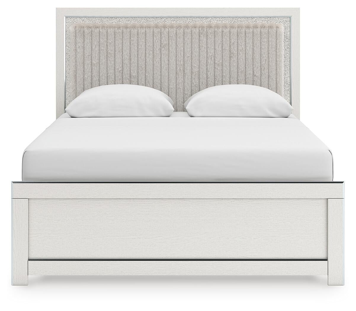 Birmonton  Upholstered Panel Bed, Dresser, Mirror And Nightstand