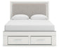 Birmonton  Upholstered Panel Platform Storage Bed, Dresser, Mirror And Nightstand
