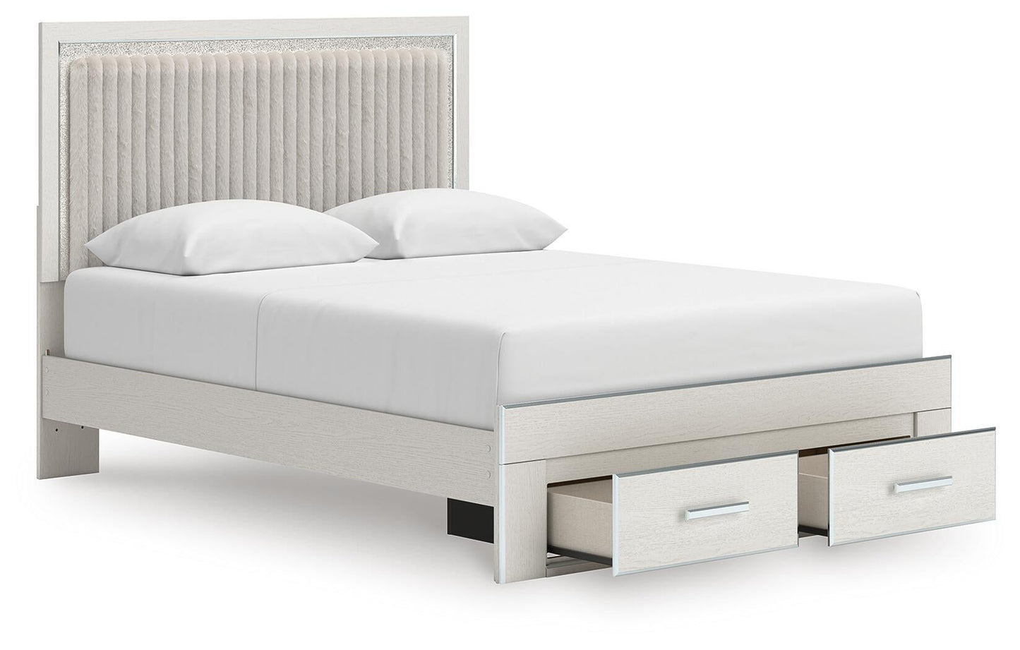 Birmonton  Upholstered Panel Platform Storage Bed, Dresser, Mirror And Nightstand
