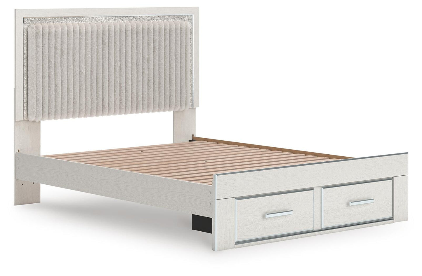 Birmonton  Upholstered Panel Platform Storage Bed, Dresser, Mirror And Nightstand