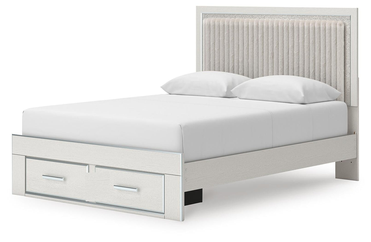Birmonton  Upholstered Panel Platform Storage Bed, Dresser, Mirror And Nightstand