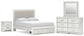 Birmonton  Upholstered Panel Platform Storage Bed, Dresser, Mirror And Nightstand