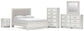 Birmonton  Upholstered Panel Platform Bed, Dresser, Mirror, Chest And Nightstand