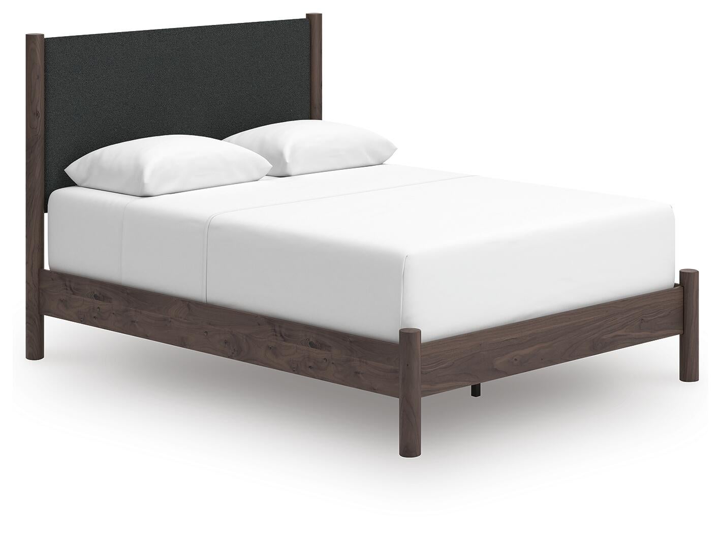 Cadmori  Upholstered Panel Bed, Dresser, Mirror And Nightstand