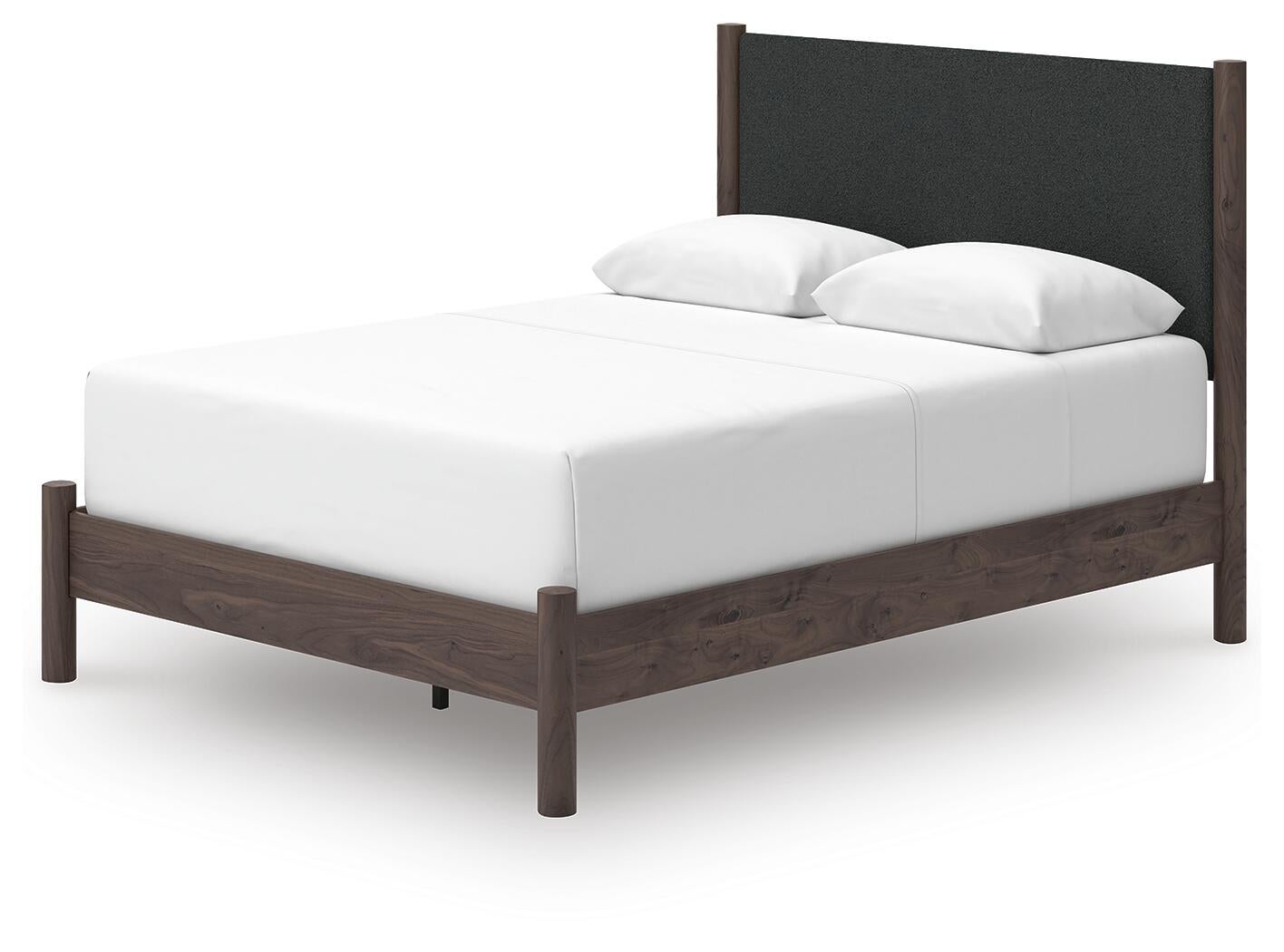 Cadmori  Upholstered Panel Bed, Dresser, Mirror And Nightstand