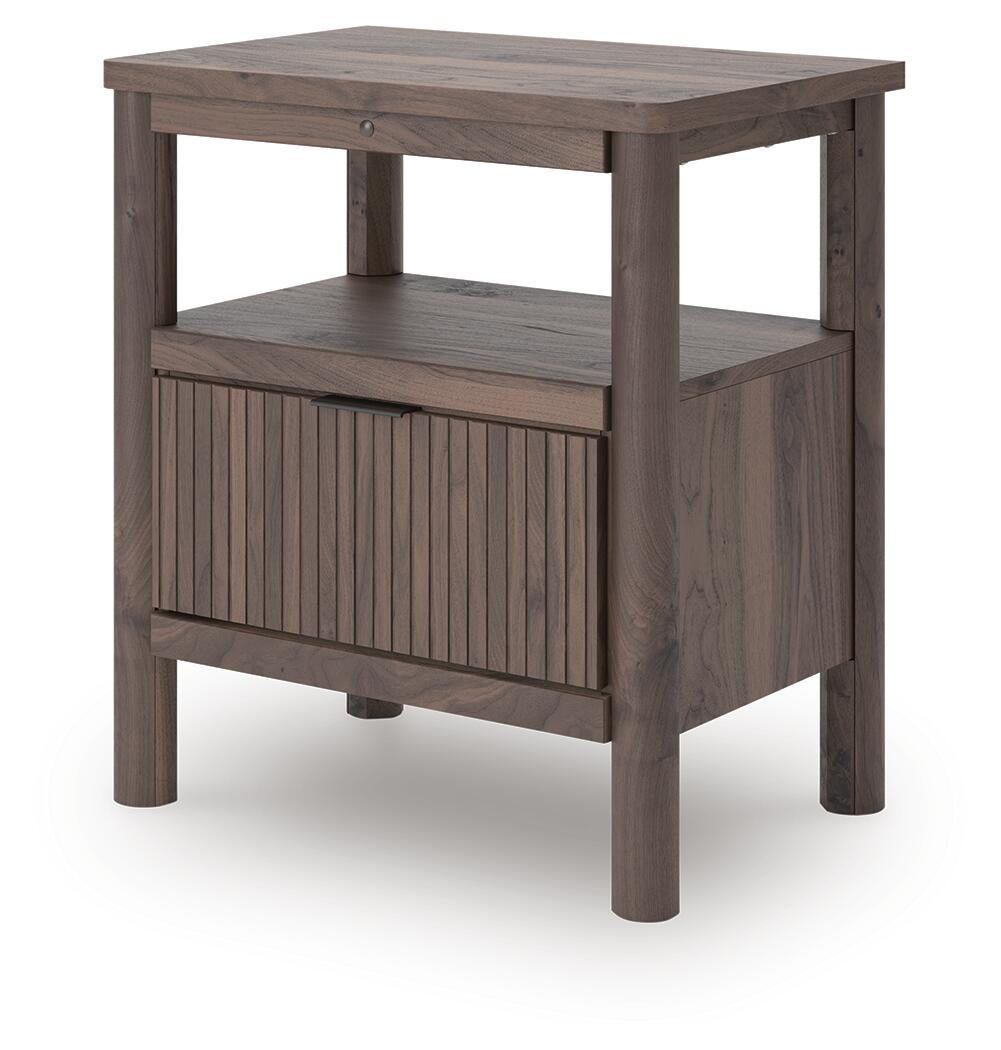 Cadmori  Upholstered Panel Bed, Dresser, Mirror And Nightstand