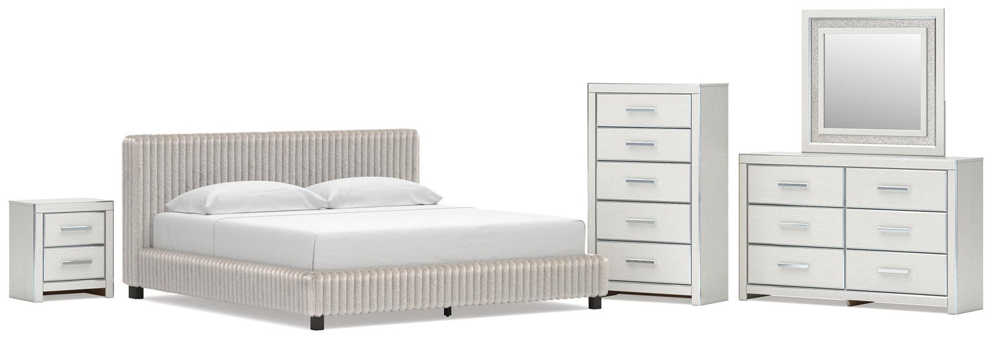 Birmonton  Upholstered Bed, Dresser, Mirror, Chest And Nightstand