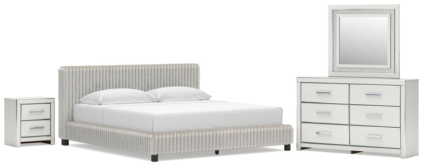 Birmonton  Upholstered Bed, Dresser, Mirror And Nightstand