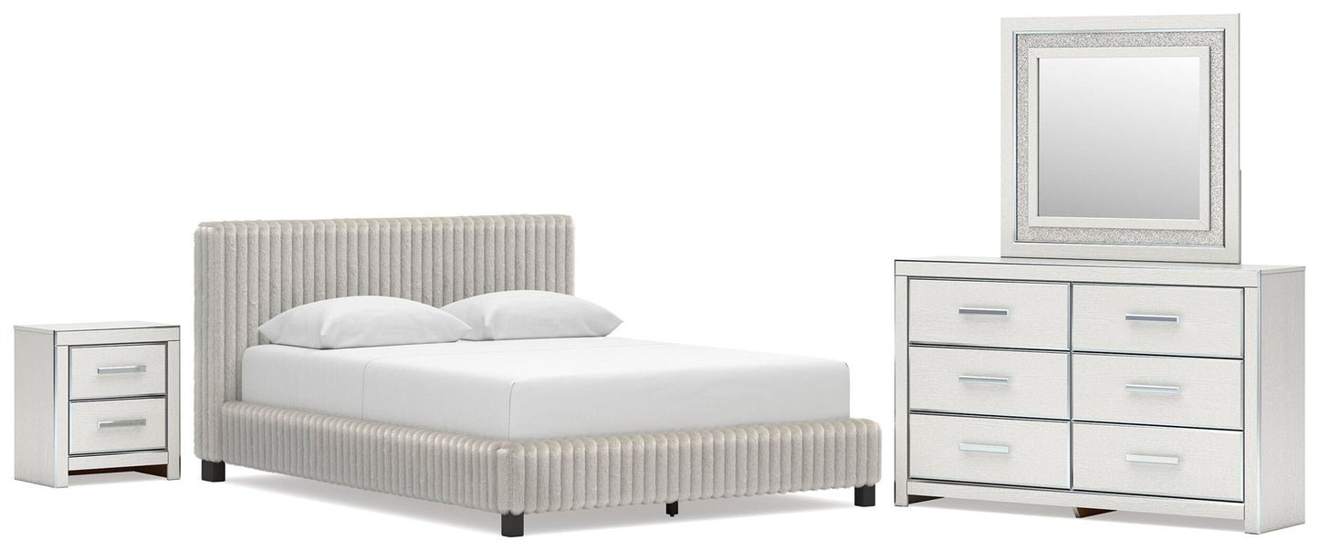 Birmonton  Upholstered Bed, Dresser, Mirror And Nightstand