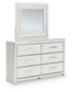 Birmonton  Upholstered Bed, Dresser, Mirror And Nightstand