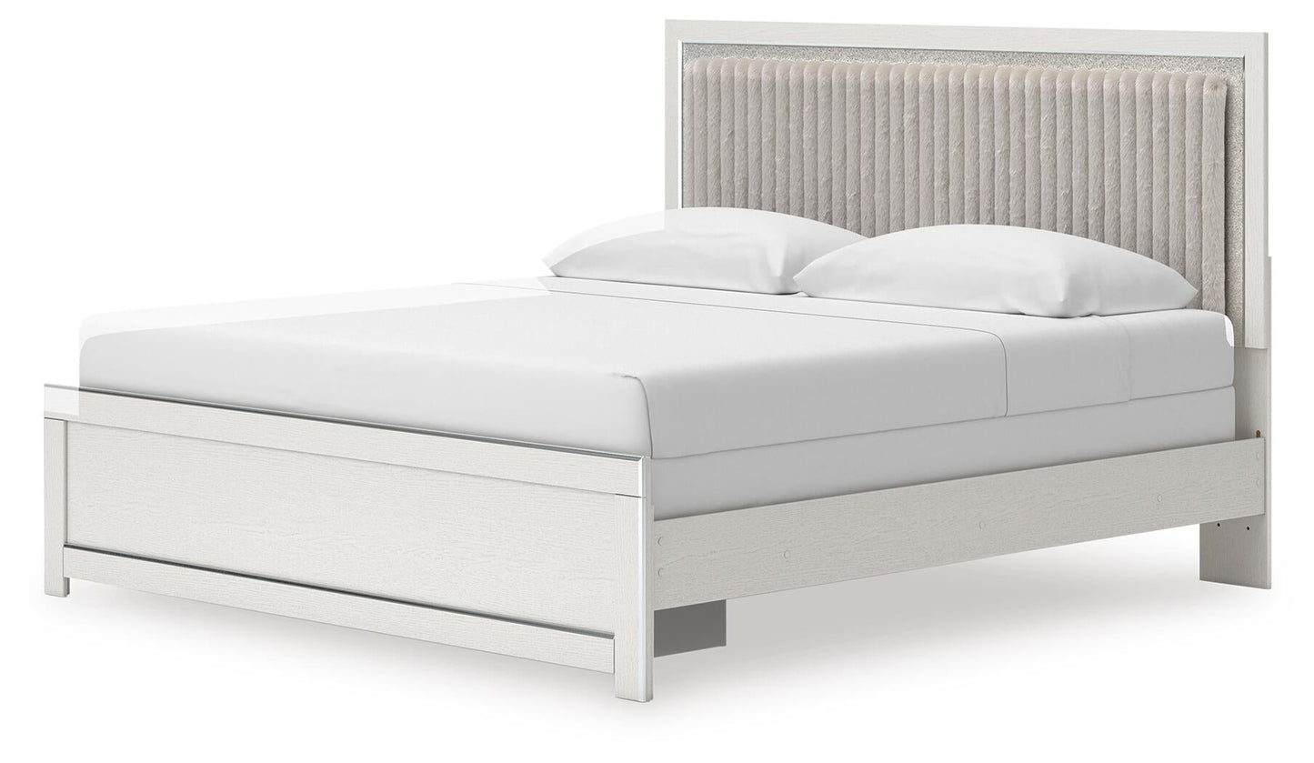 Birmonton  Upholstered Panel Bed, Dresser, Mirror, Chest And Nightstand