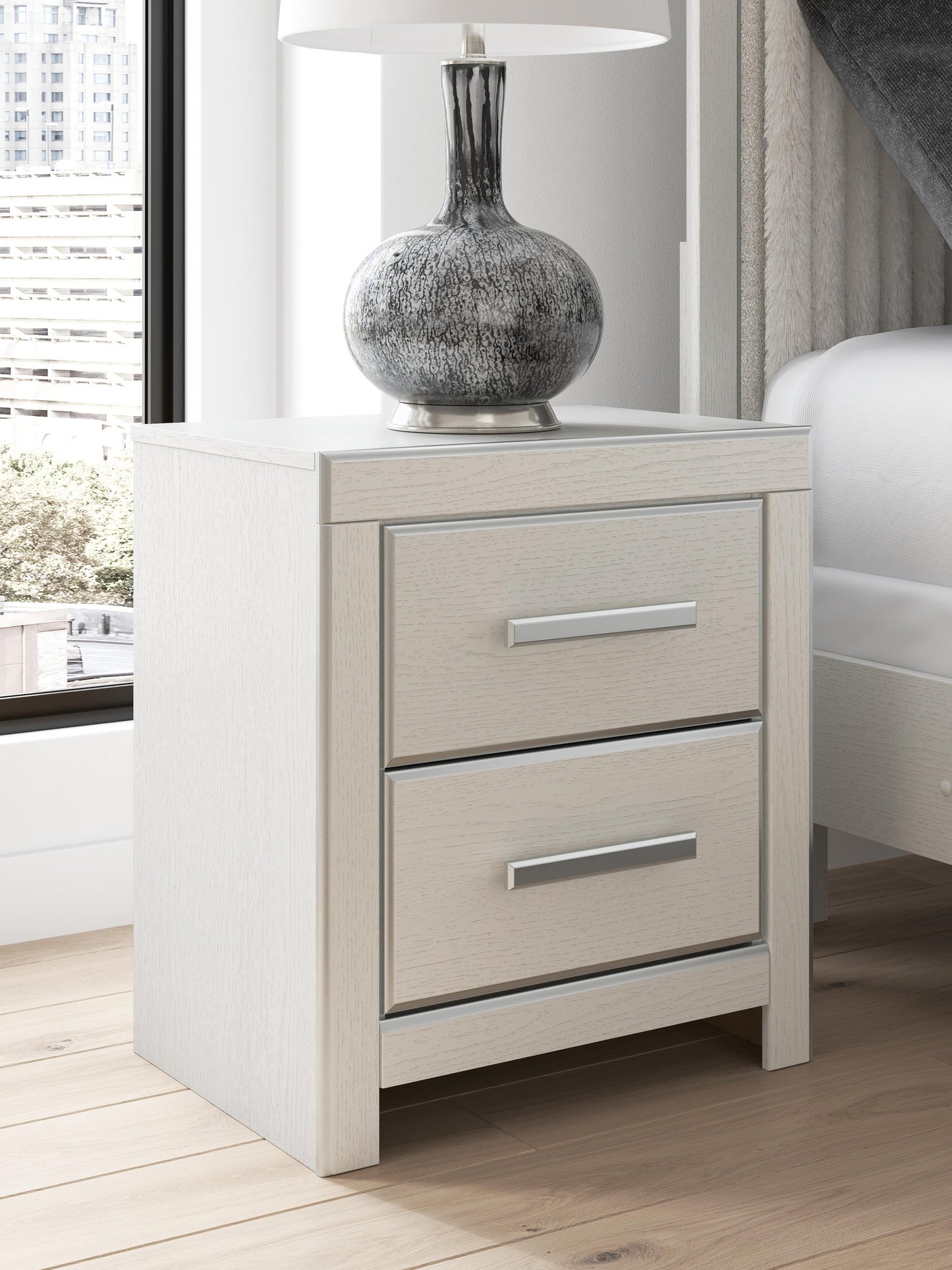 Birmonton  Upholstered Panel Bed, Dresser, Mirror And Nightstand