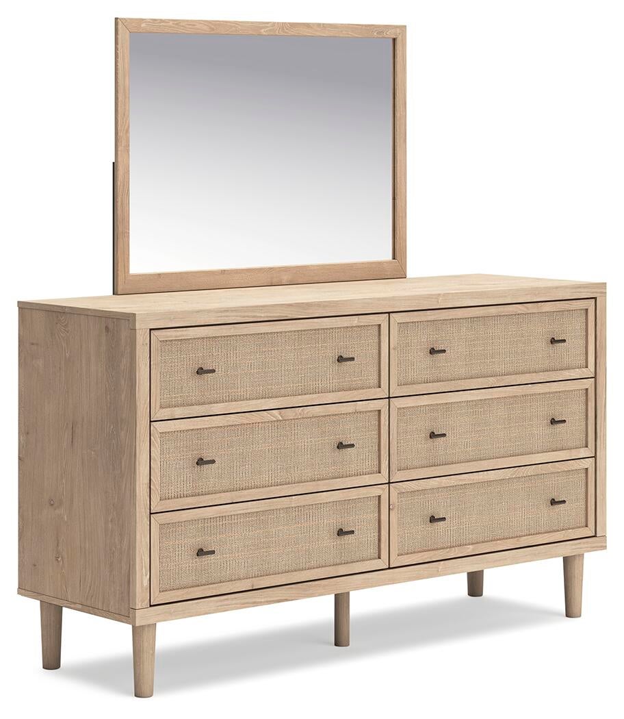 Cielden California  Upholstered Bed With Roll Slats, Dresser, Mirror, Chest And Nightstand