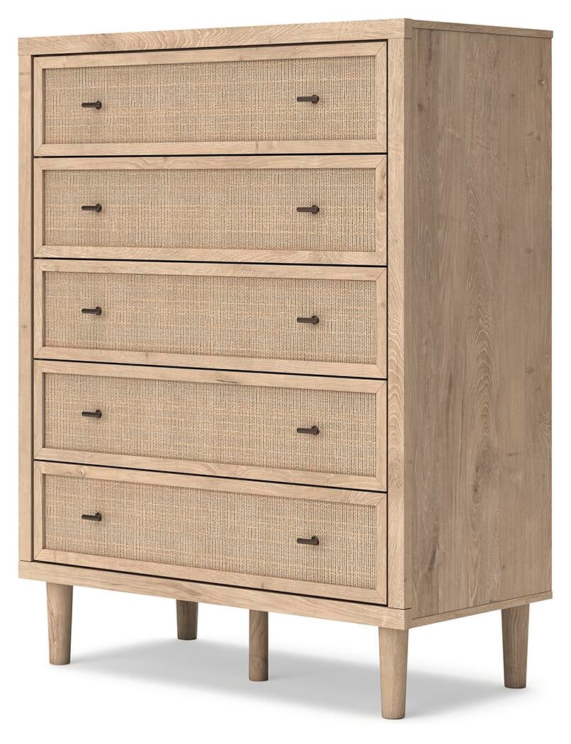 Cielden California  Upholstered Bed With Roll Slats, Dresser, Mirror, Chest And Nightstand