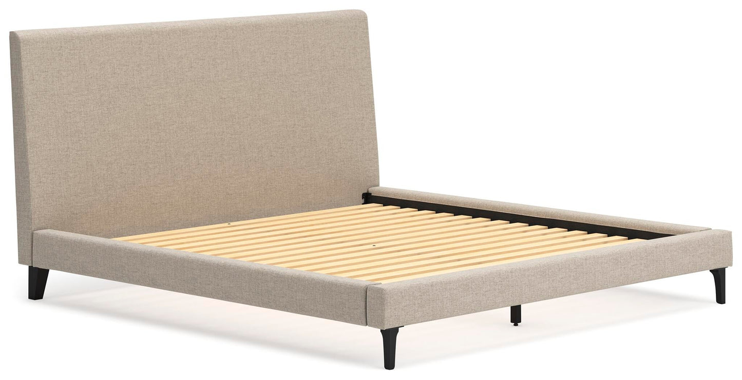 Cielden  Upholstered Bed With Roll Slats, Dresser And Mirror