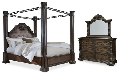 Maylee California  Canopy Bed, Dresser And Mirror