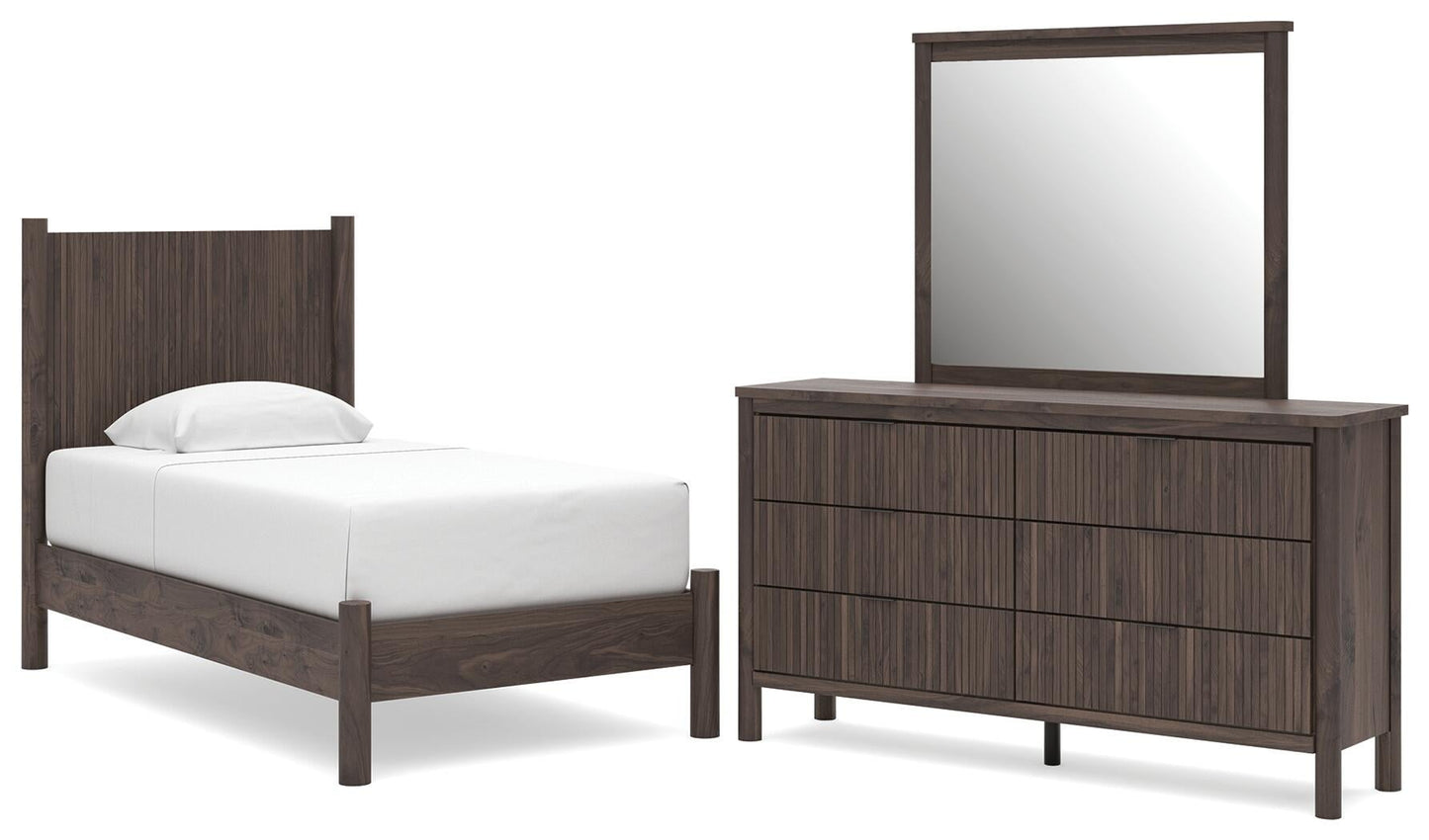 Cadmori  Panel Platform Bed, Dresser And Mirror