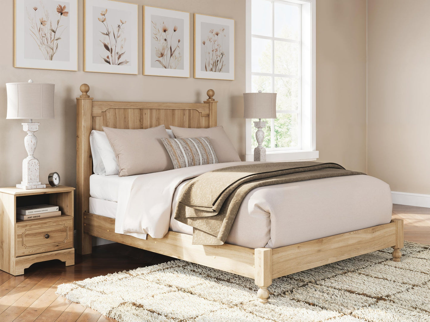 Aleaport  Panel Bed With Mirrored Dresser