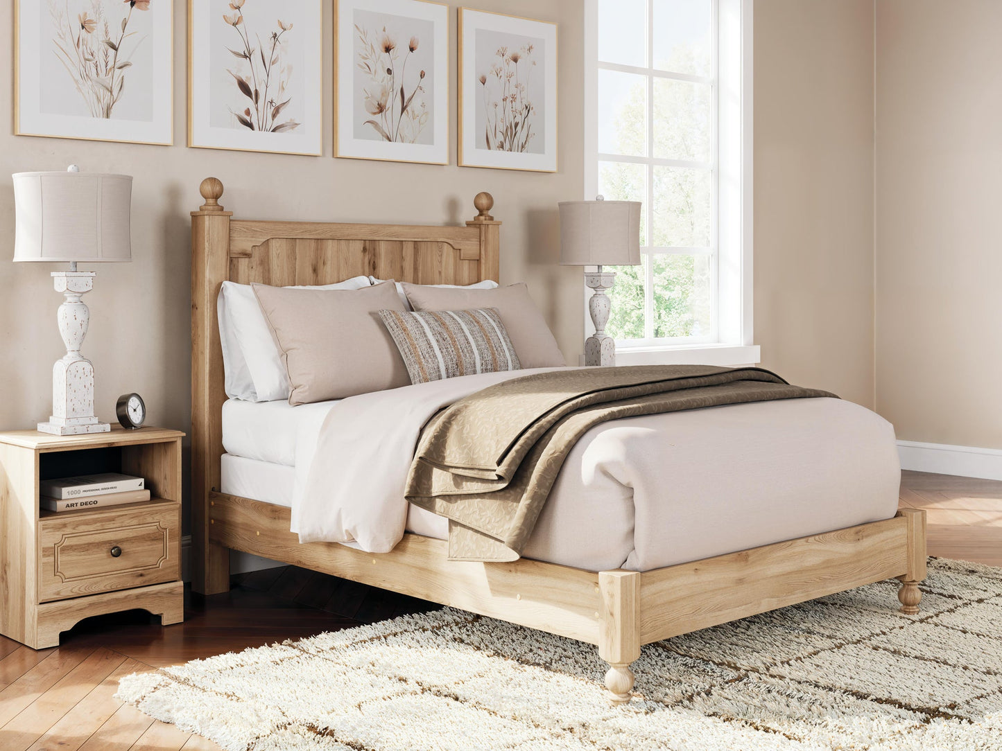 Aleaport  Panel Bed With Mirrored Dresser And Nightstand
