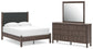 Cadmori  Upholstered Panel Platform Bed, Dresser And Mirror