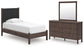 Cadmori  Upholstered Panel Platform Bed, Dresser And Mirror