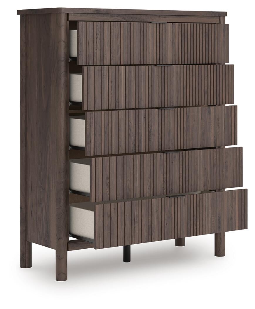Cadmori  Panel Platform Bed, Dresser, Mirror, Chest And Nightstand