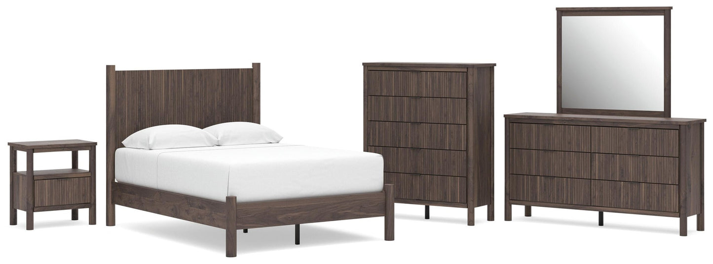 Cadmori  Panel Platform Bed, Dresser, Mirror, Chest And Nightstand