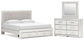 Birmonton  Upholstered Panel Platform Storage Bed, Dresser And Mirror