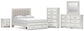 Birmonton  Upholstered Panel Platform Storage Bed, Dresser, Mirror, Chest And Nightstand