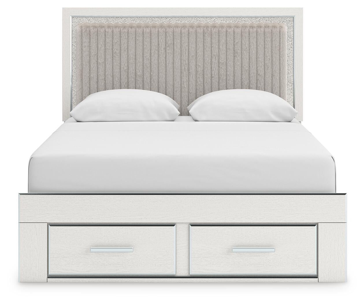 Birmonton  Upholstered Panel Platform Storage Bed, Dresser, Mirror, Chest And Nightstand