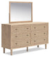 Cielden  Upholstered Bed With Roll Slats, Dresser, Mirror And Nightstand
