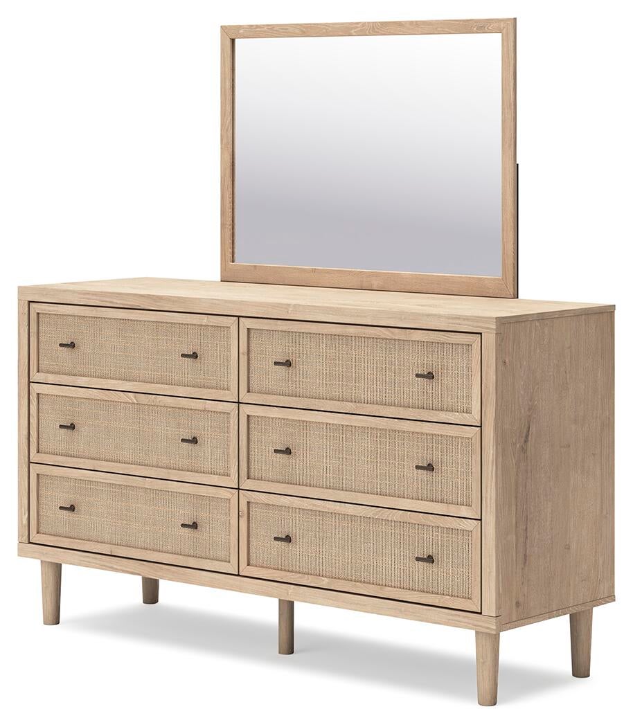 Cielden  Upholstered Bed With Roll Slats, Dresser, Mirror And Nightstand