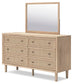 Cielden  Upholstered Bed With Roll Slats, Dresser, Mirror And Nightstand