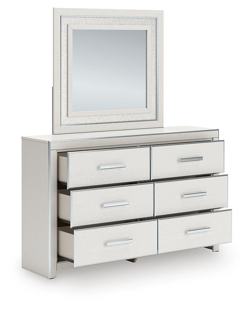Birmonton California  Upholstered Bed, Dresser, Mirror And Nightstand
