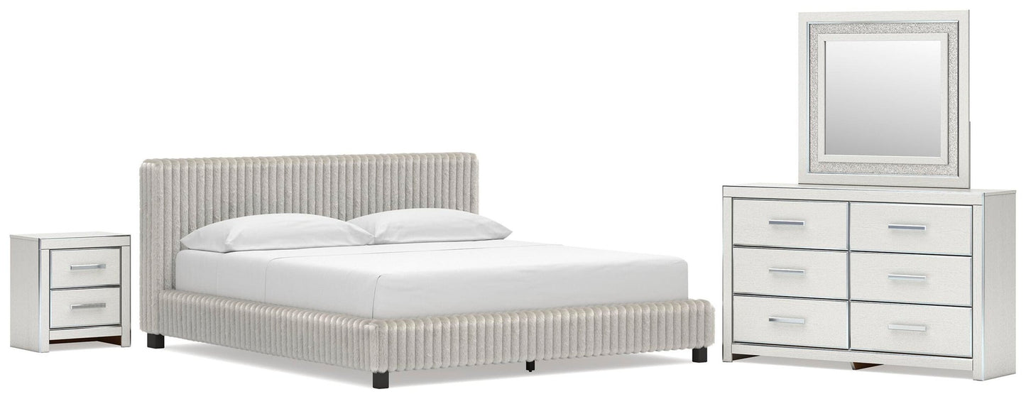 Birmonton California  Upholstered Bed, Dresser, Mirror And Nightstand