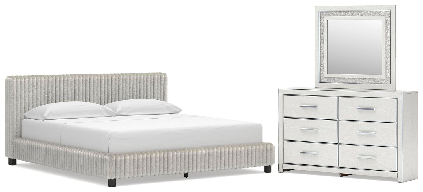 Birmonton California  Upholstered Bed, Dresser And Mirror