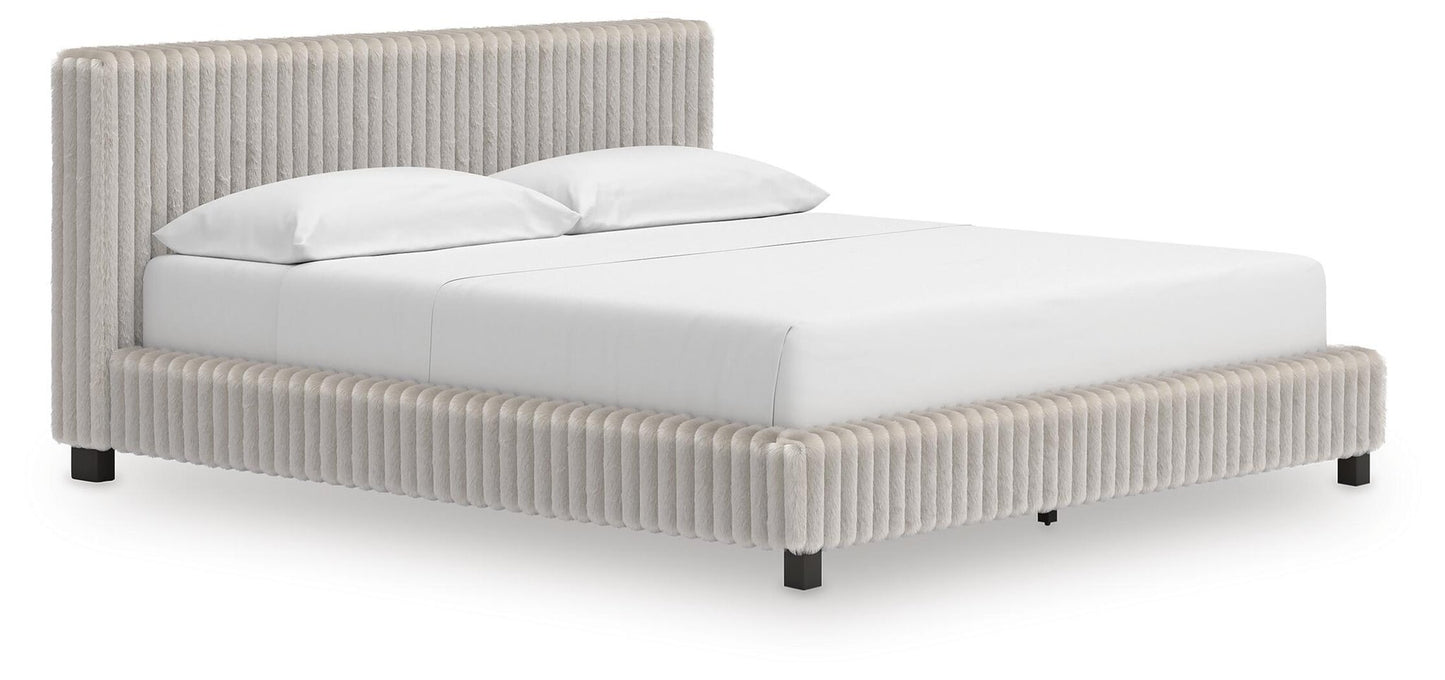 Birmonton California  Upholstered Bed, Dresser And Mirror