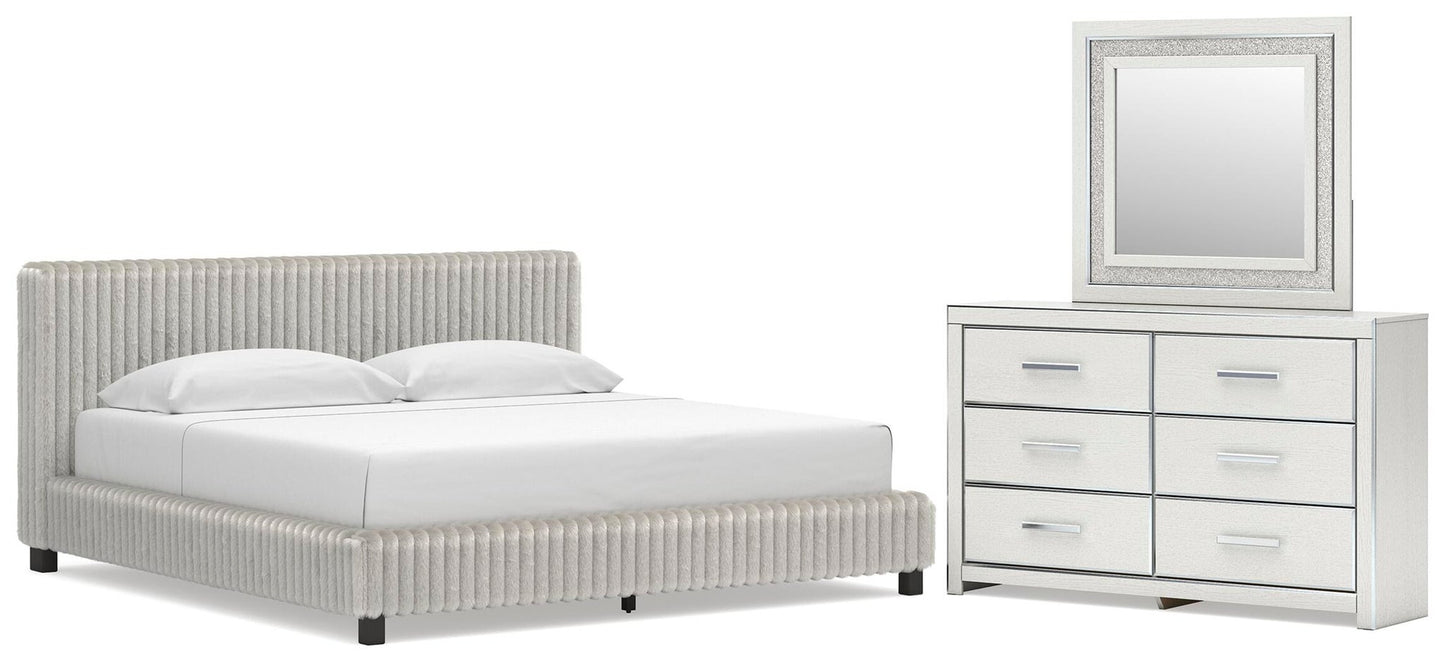 Birmonton  Upholstered Bed, Dresser And Mirror