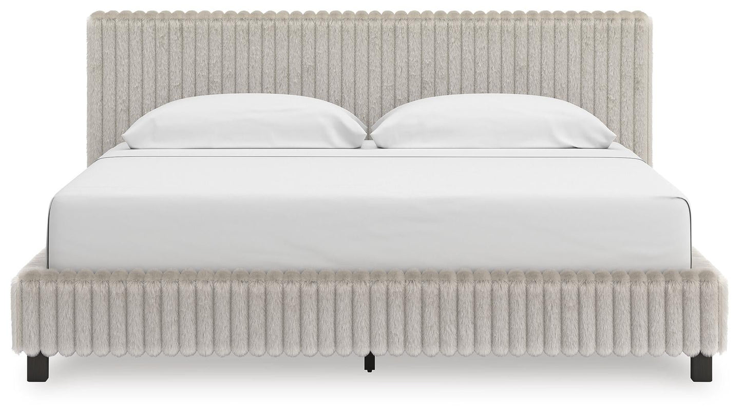 Birmonton  Upholstered Bed, Dresser And Mirror
