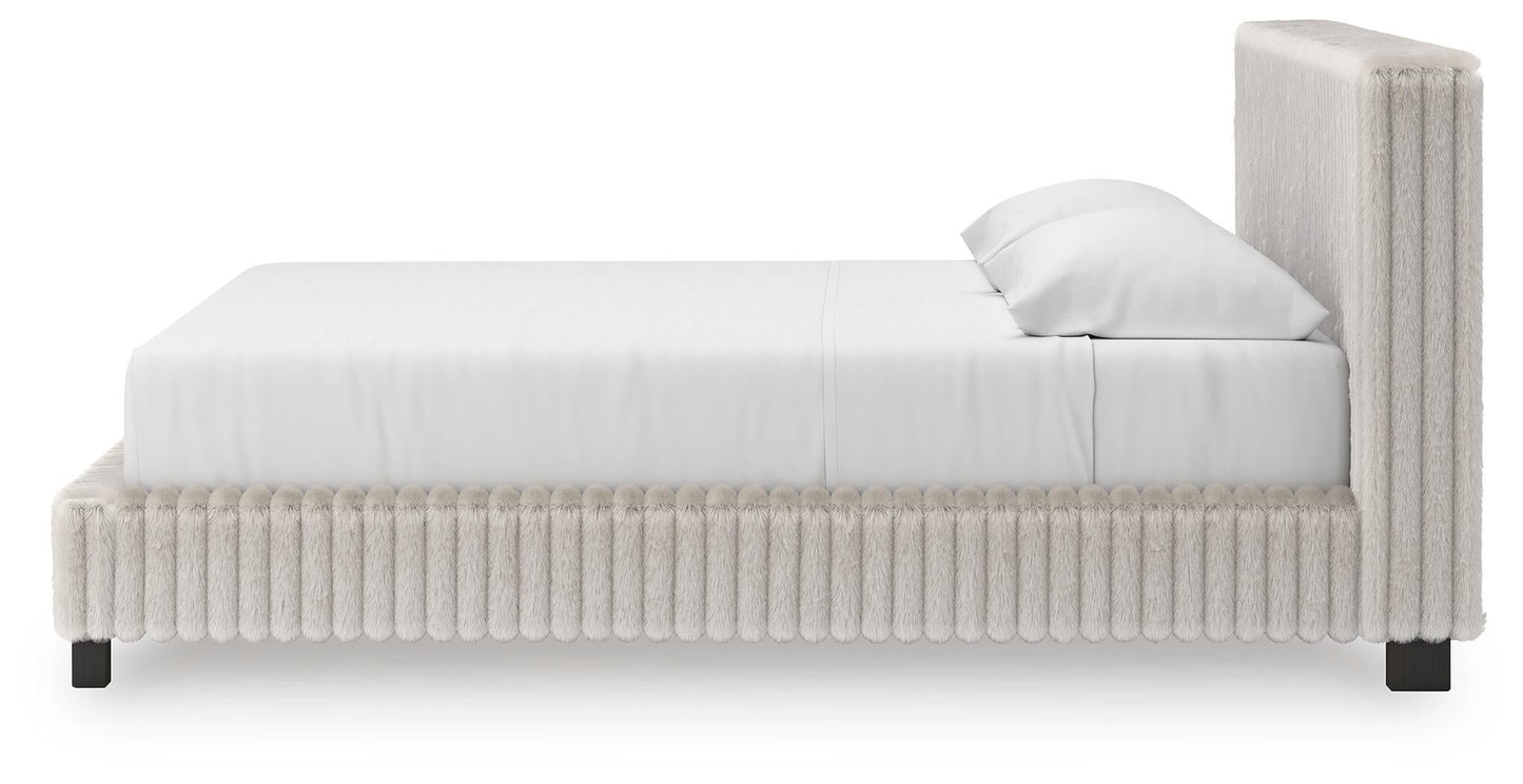 Birmonton  Upholstered Bed, Dresser And Mirror