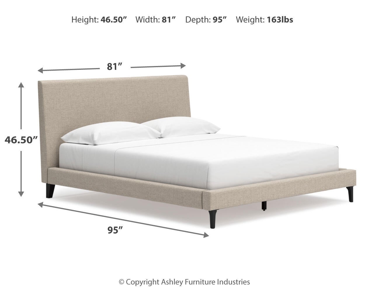 Cielden California  Upholstered Bed With Roll Slats, Dresser And Mirror