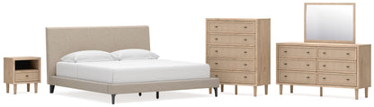 Cielden  Upholstered Bed With Roll Slats, Dresser, Mirror, Chest And Nightstand