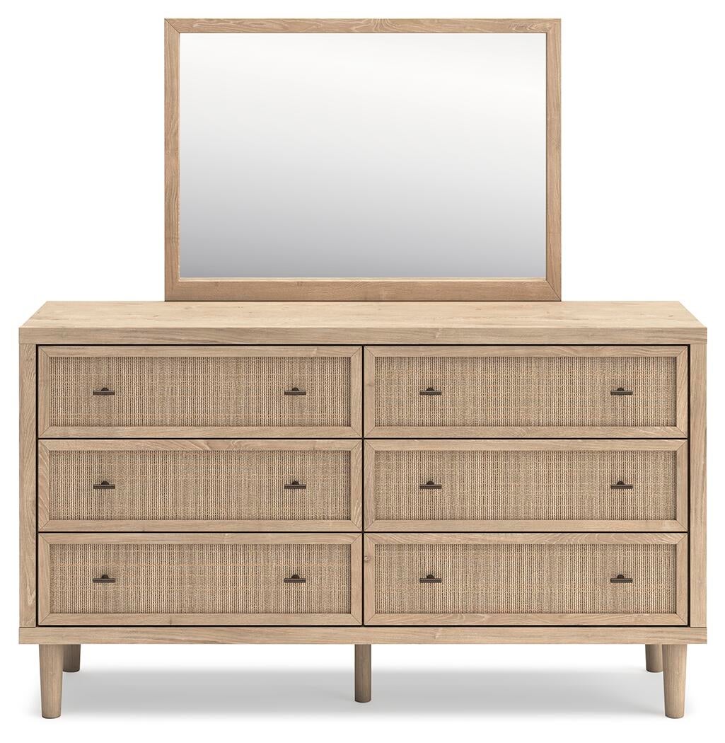 Cielden  Upholstered Bed With Roll Slats, Dresser, Mirror, Chest And Nightstand