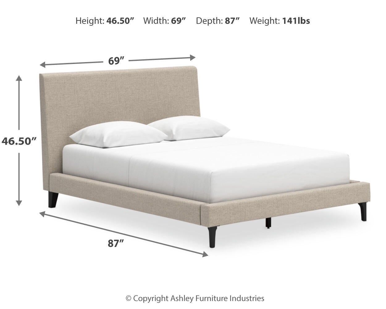 Cielden  Upholstered Bed With Roll Slats, Dresser And Mirror