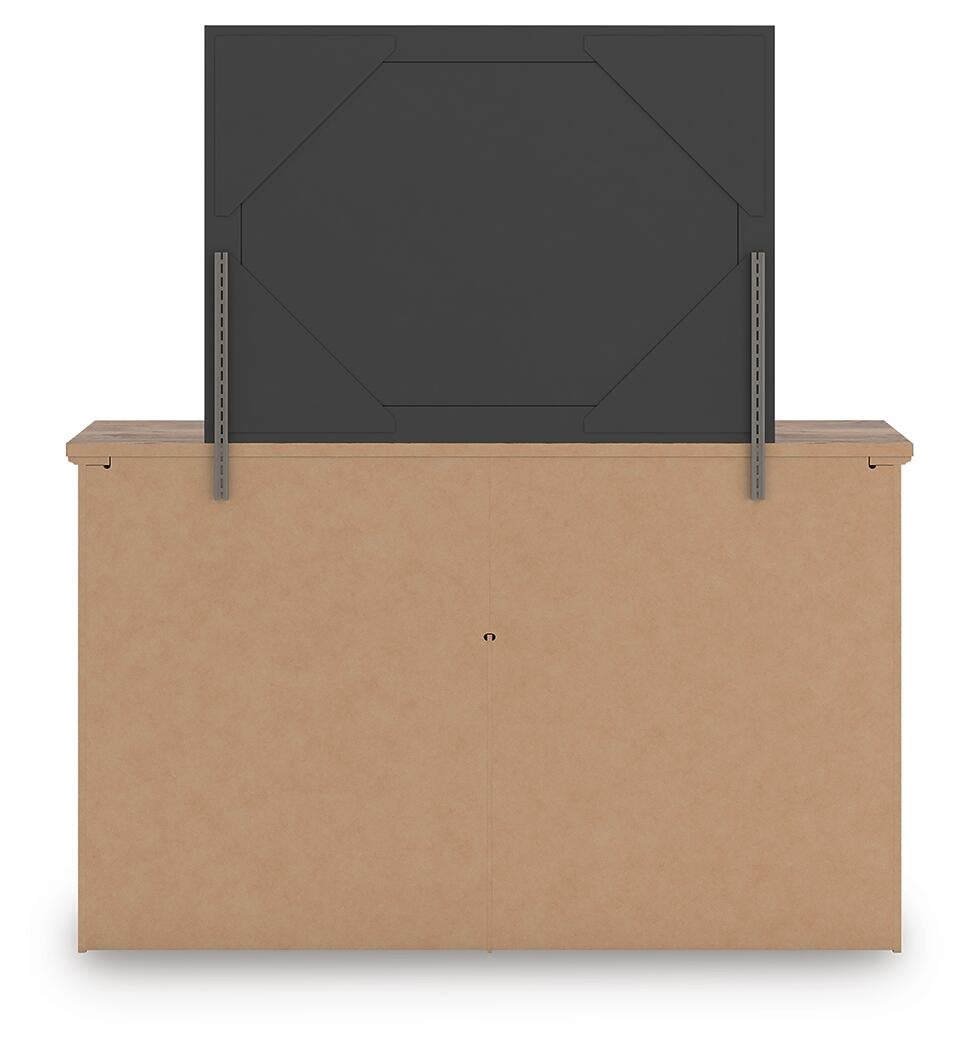 Rusticott  Poster Bed, Dresser, Mirror And Nightstand