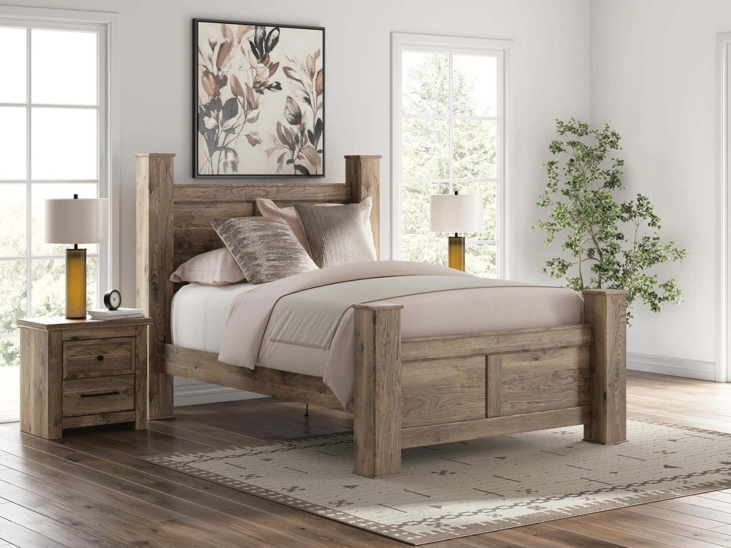 Keithland  Poster Bed With Mirrored Dresser