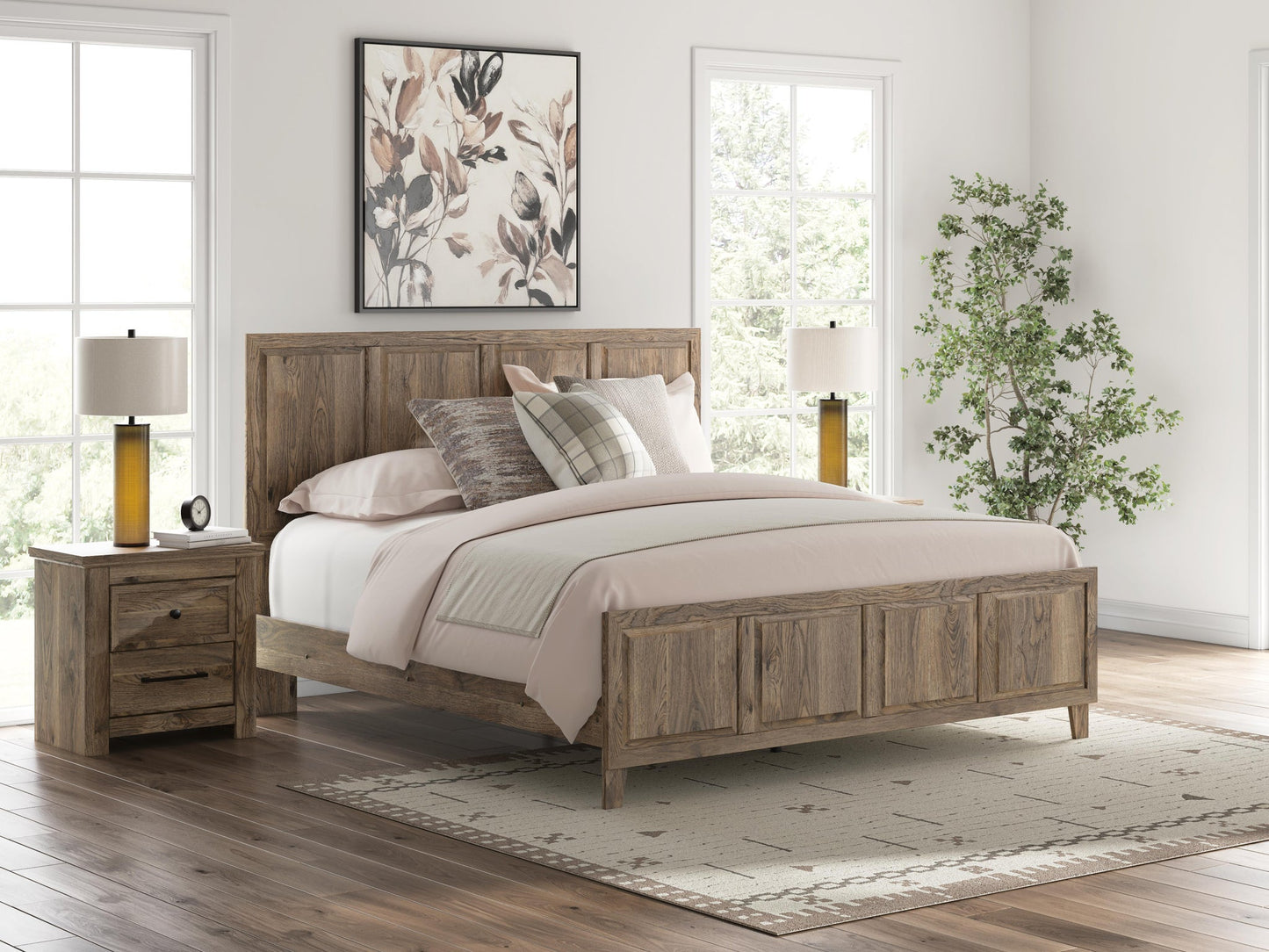 Keithland  Panel Bed With Mirrored Dresser And Nightstand