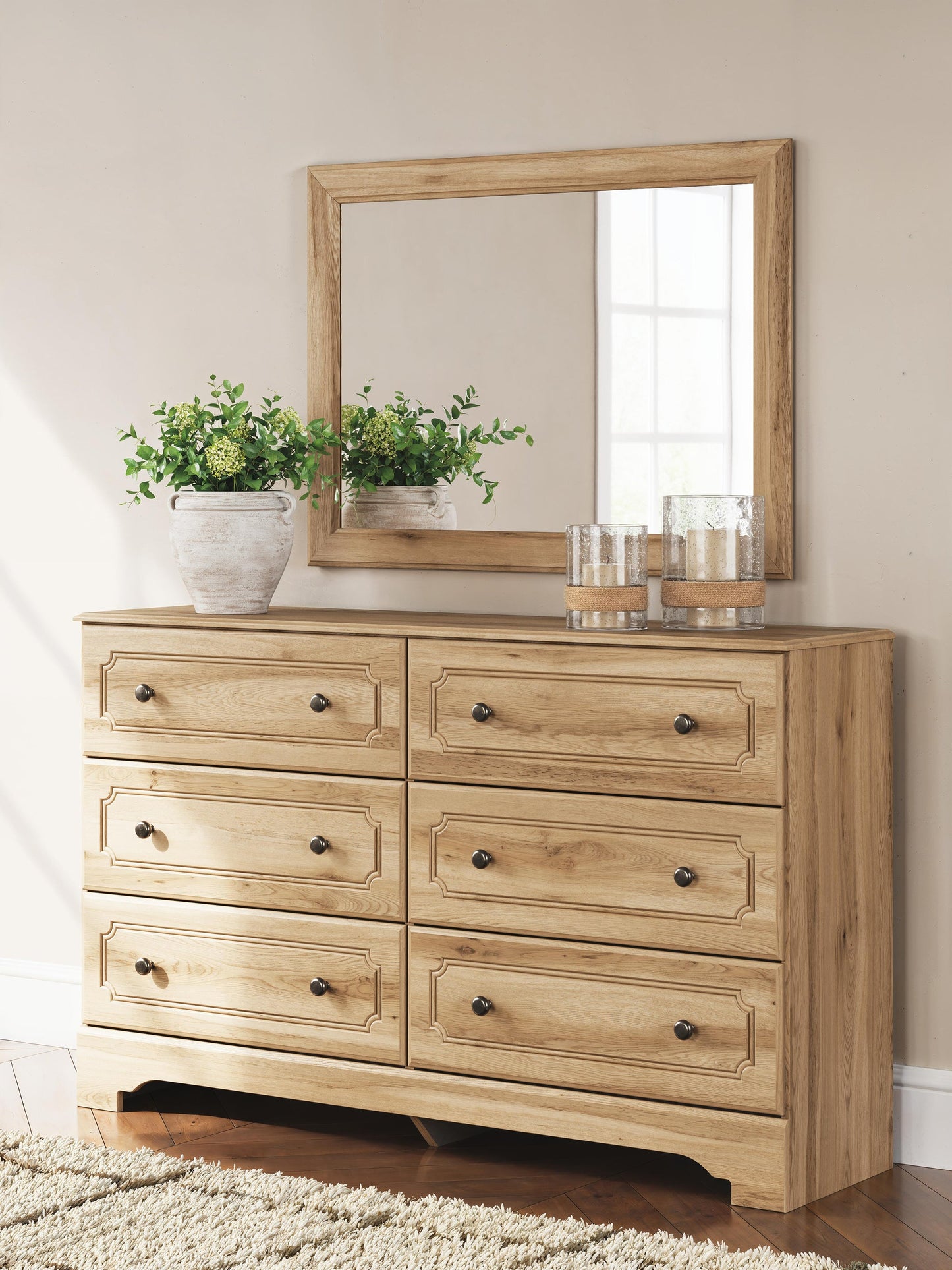 Galletyn  Panel Bed With Mirrored Dresser