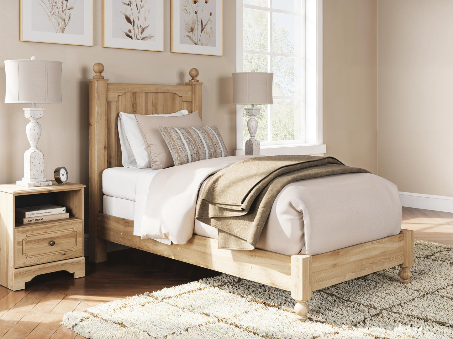 Galletyn  Panel Bed With Mirrored Dresser
