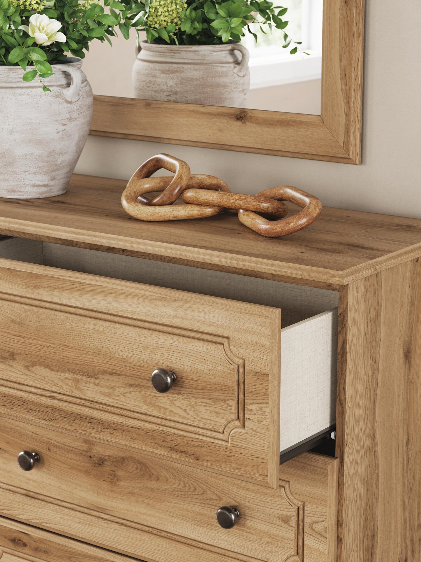 Galletyn  Panel Bed With Mirrored Dresser
